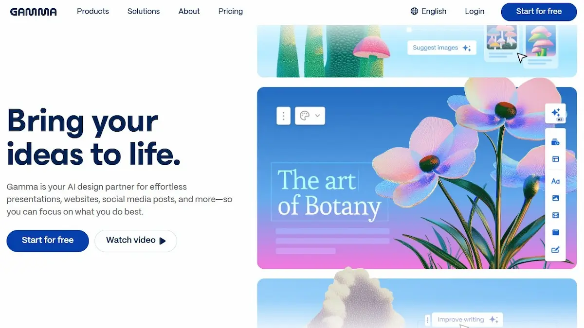 gamma ai design partner for effortless presentations