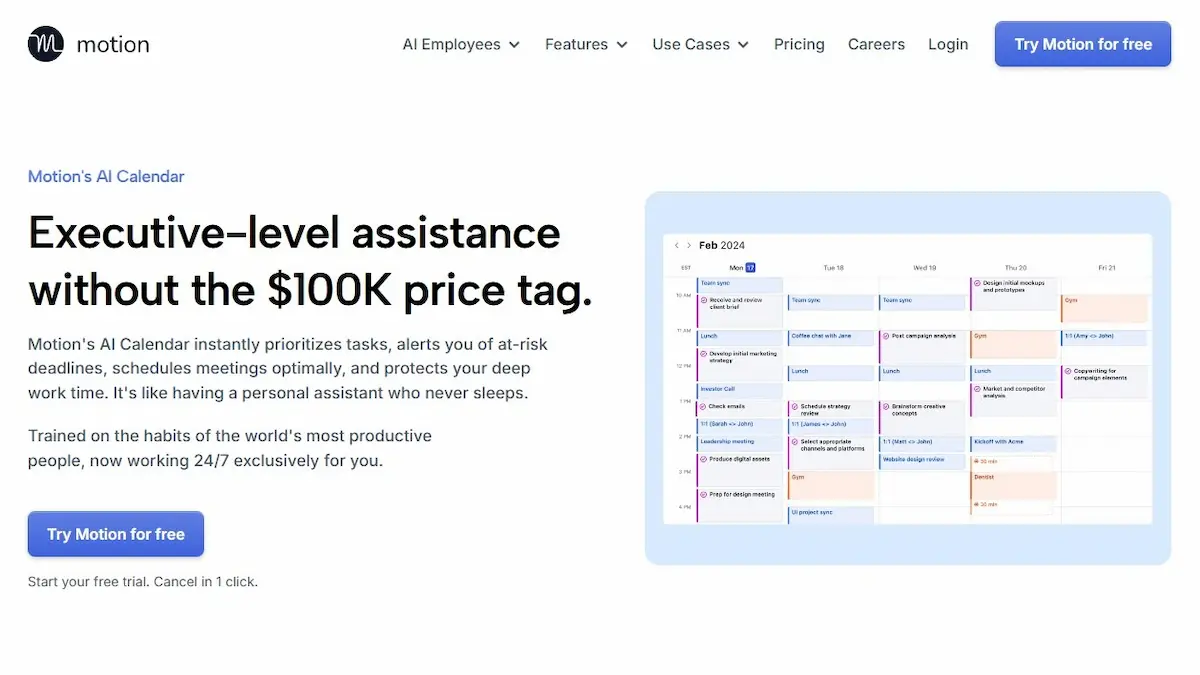 motion ai automatic task and calendar scheduler