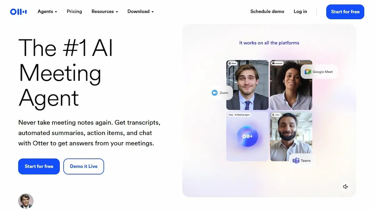 otter ai app for automatically transcribing meetings or audio recordings