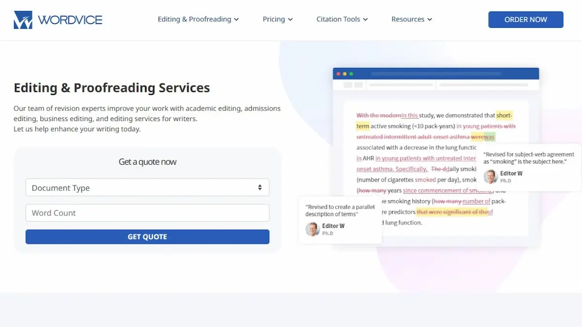 wordvice academic editing service